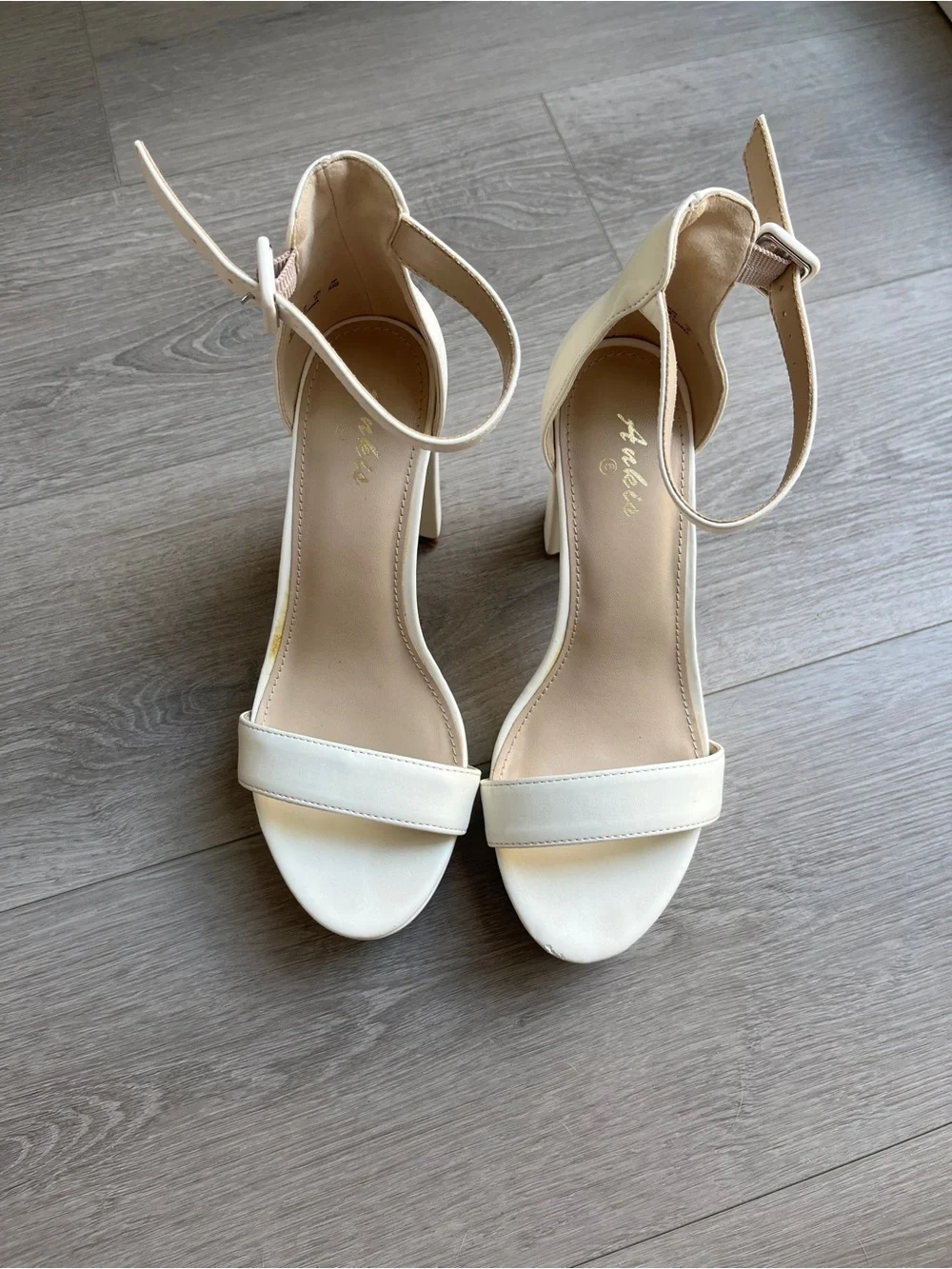 Women's White Ankle-Strap Platform 4 inch wedding / summer heels